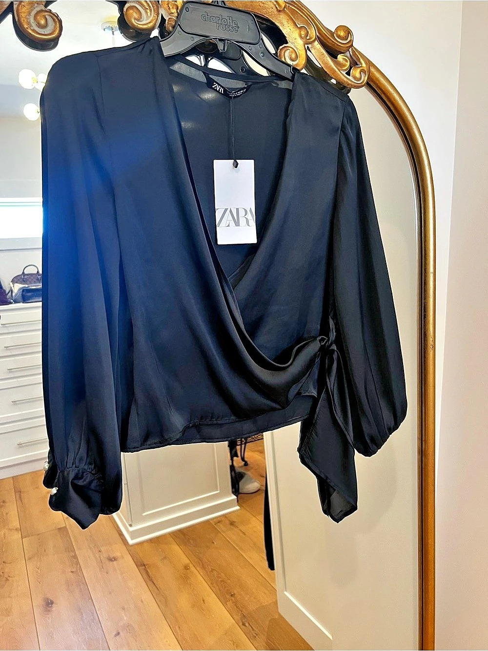Zara Black Wrap Blouse Like New